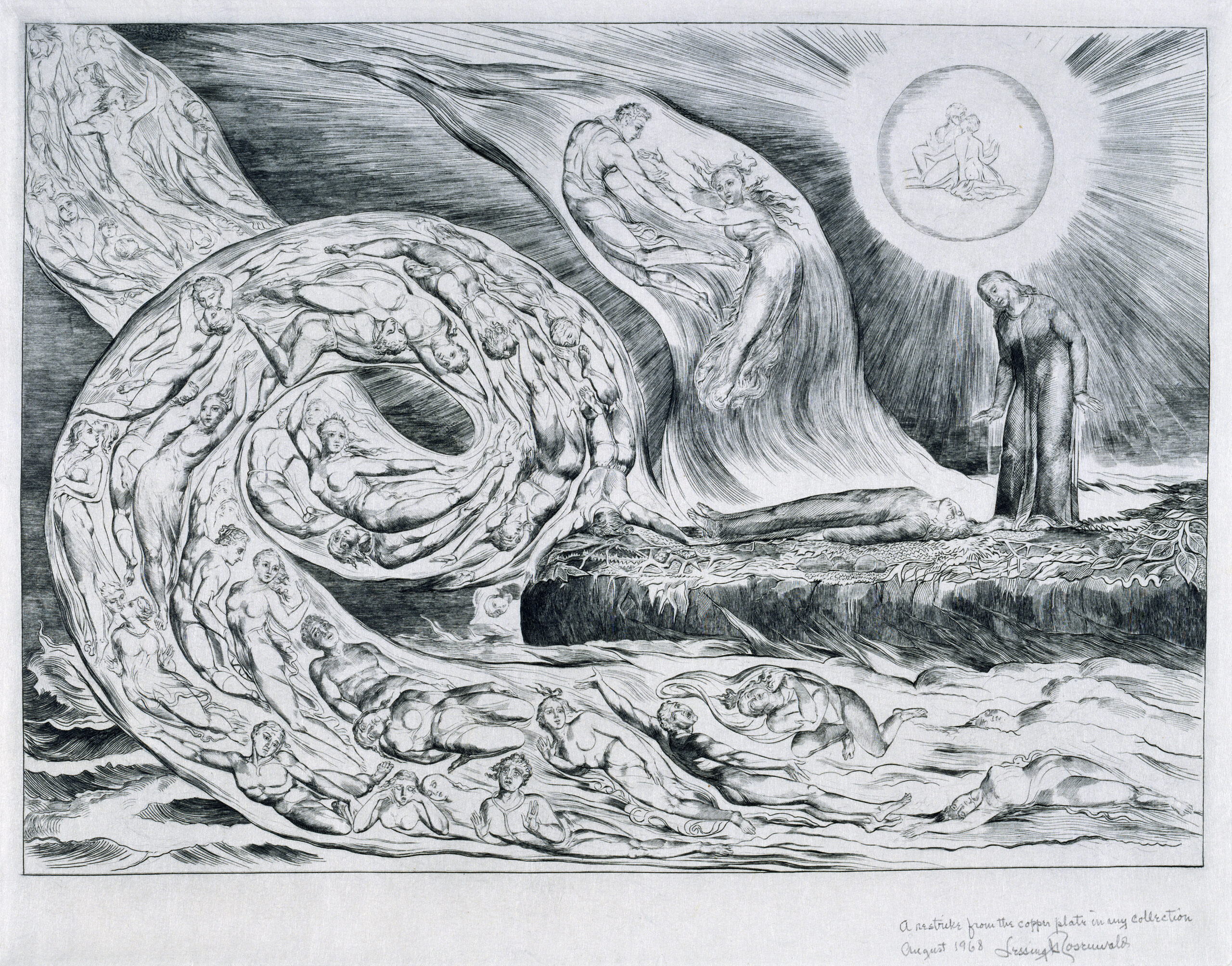 Willaim Blake - from Illustrations to Dante's 'Divine Comedy', The Circle of the Lustful: Francesca da Rimini ('The Whirlwind of Lovers')